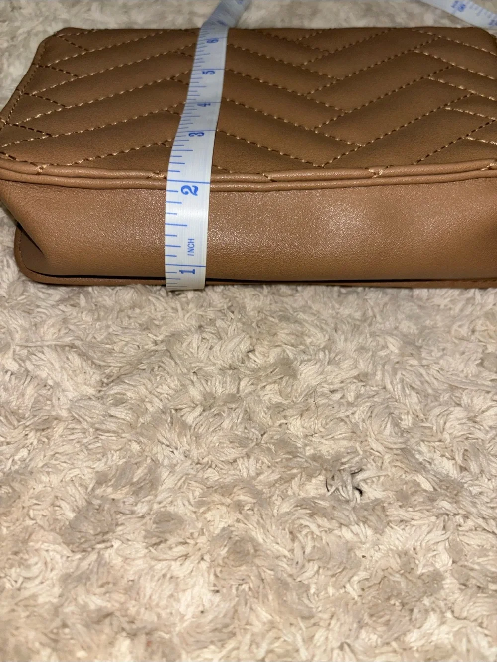 Quilted Tan Shoulder Bag/Purse - Women's Crossbody with gold chain strap